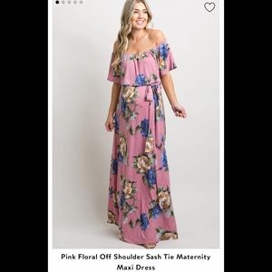 Pink Floral Maternity Maxi Dress